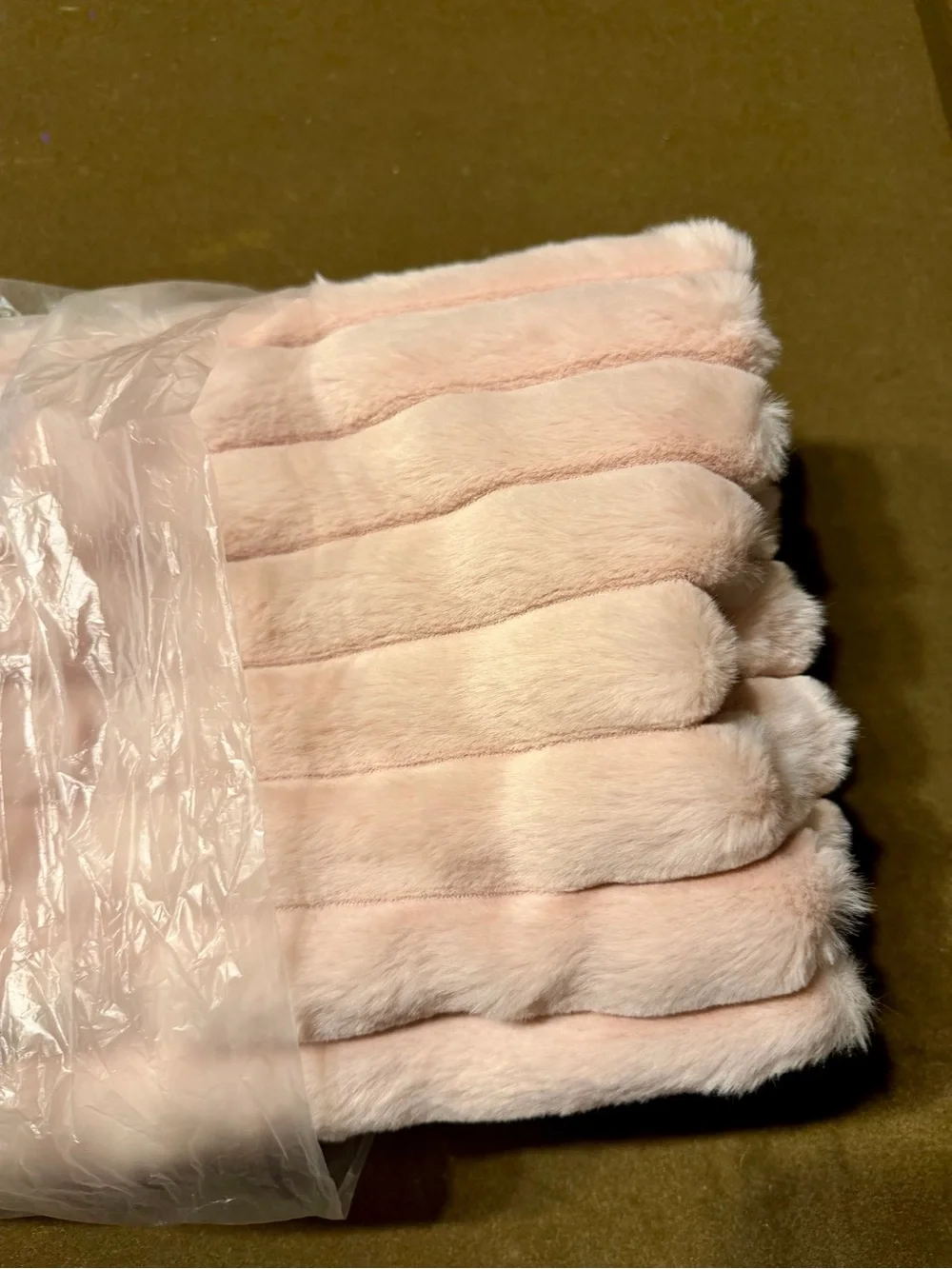 Faux Fur 26x26 Pillow Covers Blush Pink Set Of 2 Luxury Soft Stipe Large 🩷🐰